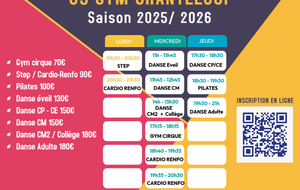 US Gym Chanteloup : Saison 2025 2026 : cours proposés, horaires et tarifs