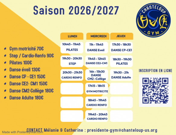 Bienvenue à l'US Gym Chanteloup : infos horaires, tarifs et inscription