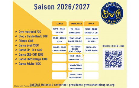 Bienvenue à l'US Gym Chanteloup : infos horaires, tarifs et inscription